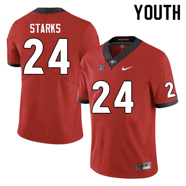 Georgia Bulldogs Youth Malaki Starks #24 Red Anniversary Stitched College UGA Football Jersey 23IP017DC